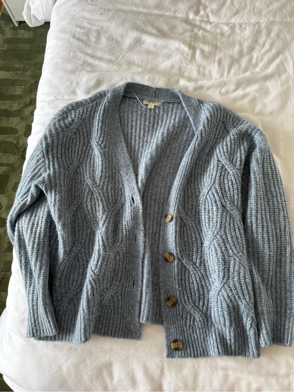Style & Co. Cable Knit Button-Front Cardigan - Light Blue